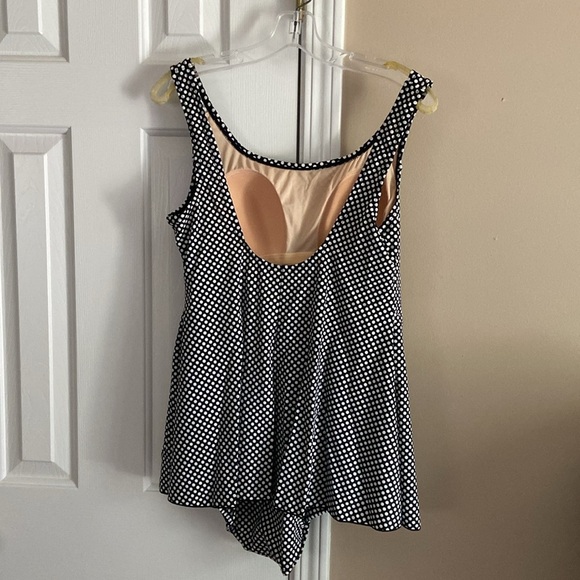 Vintage Shore Shapes Black & White Polka Dotted One Piece Swimsuit Plus Size 18 - Picture 2 of 5